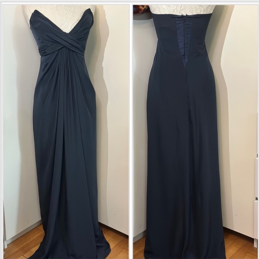 💖 Auth Zimmermann Silk Navy Twist Front Strapless maxi- 3 Size (8-10)